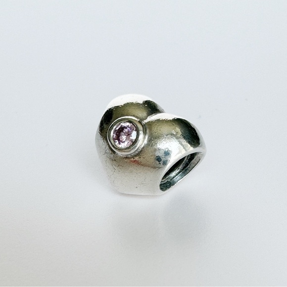 PANDORA Puffy Heart Charm 790134PCZ 925 ALE Pink CZ Retired Silver Collectible - Picture 8 of 13